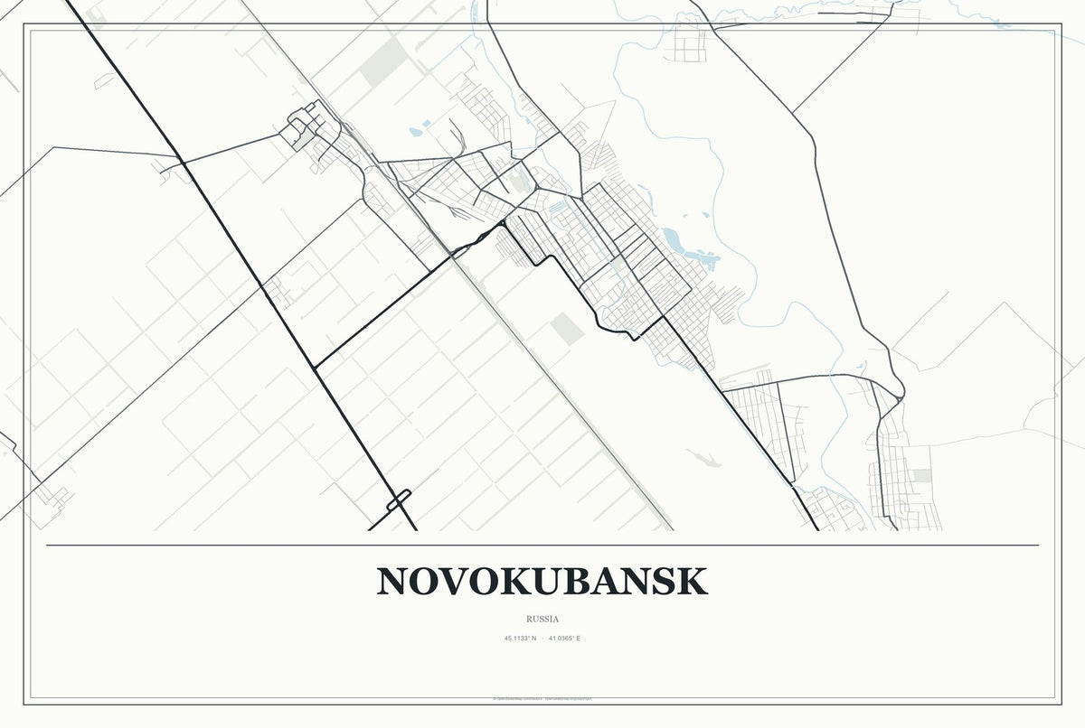 Novokubansk, Russia City Map Aluminum Sign in Gallery Air style