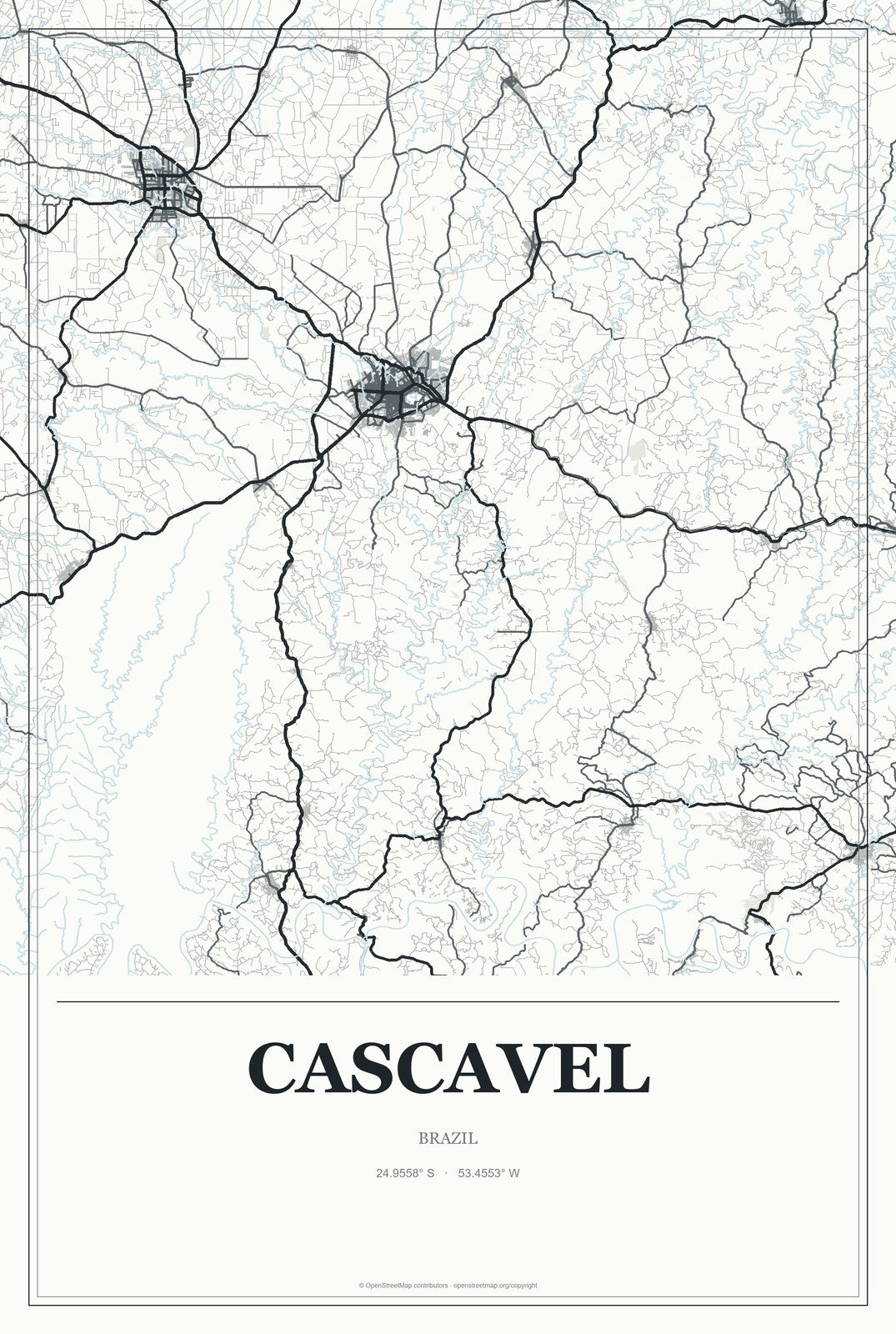 Cascavel, Ceará, Brazil City Map Aluminum Sign in Gallery Air style