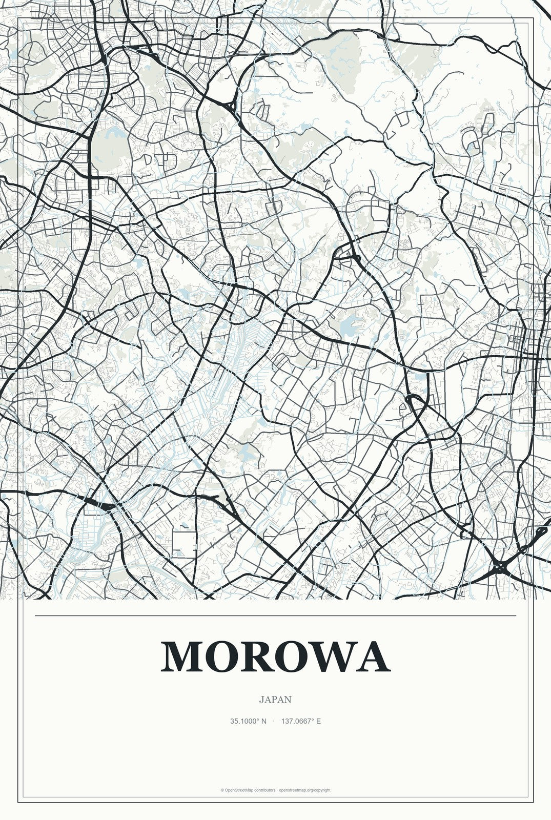 Morowa, Japan City Map Aluminum Sign in Gallery Air style