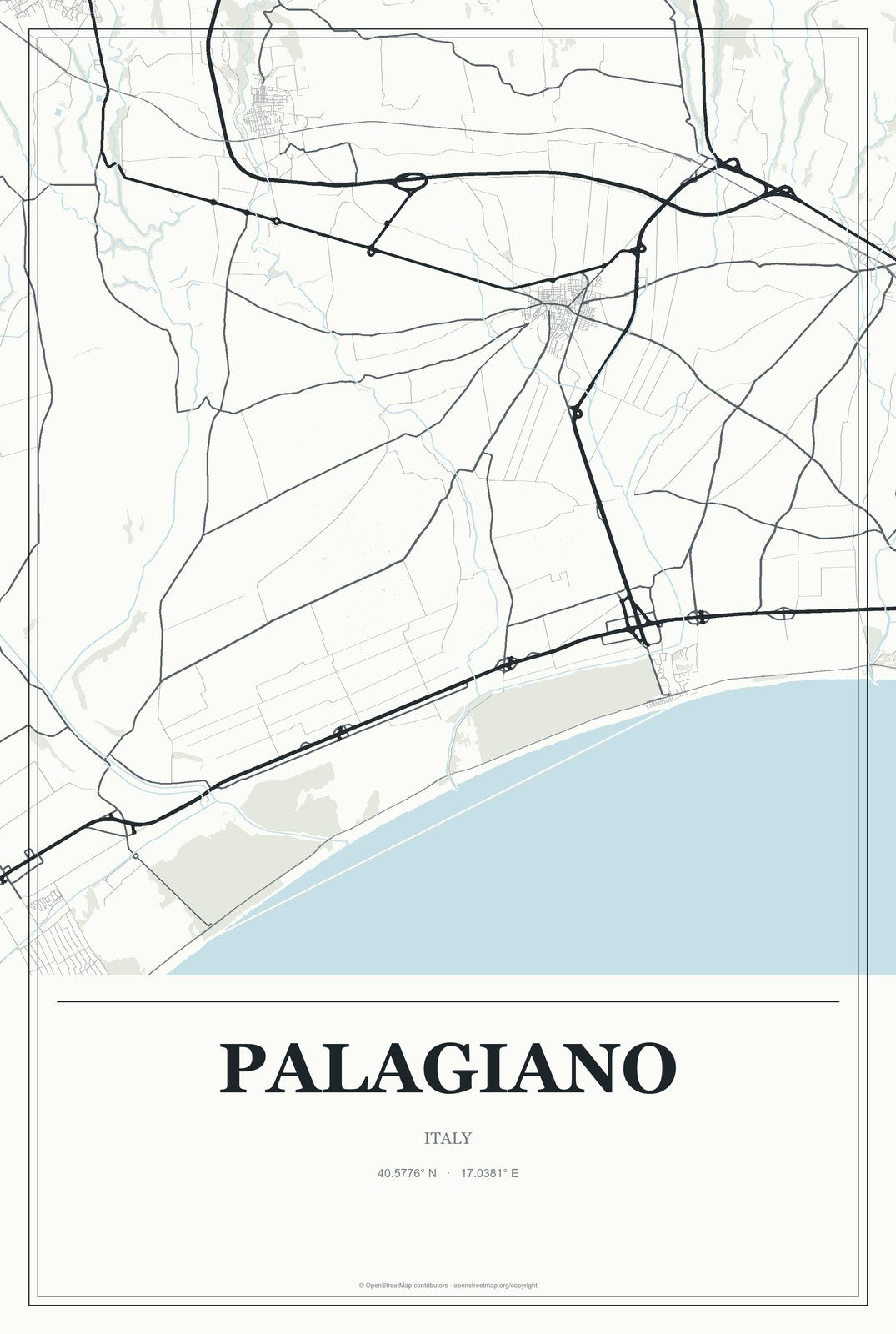 Palagiano, Italy City Map Aluminum Sign in Gallery Air style