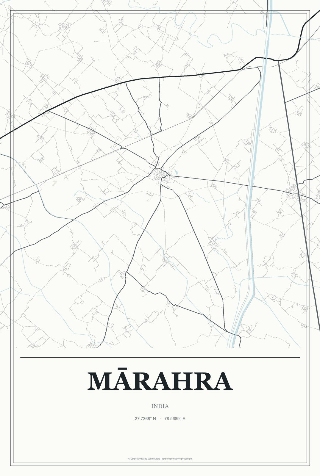 Mārahra, India City Map Aluminum Sign in Gallery Air style