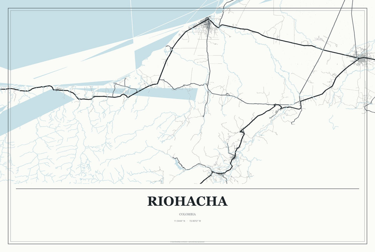Riohacha, Colombia City Map Aluminum Sign in Gallery Air style