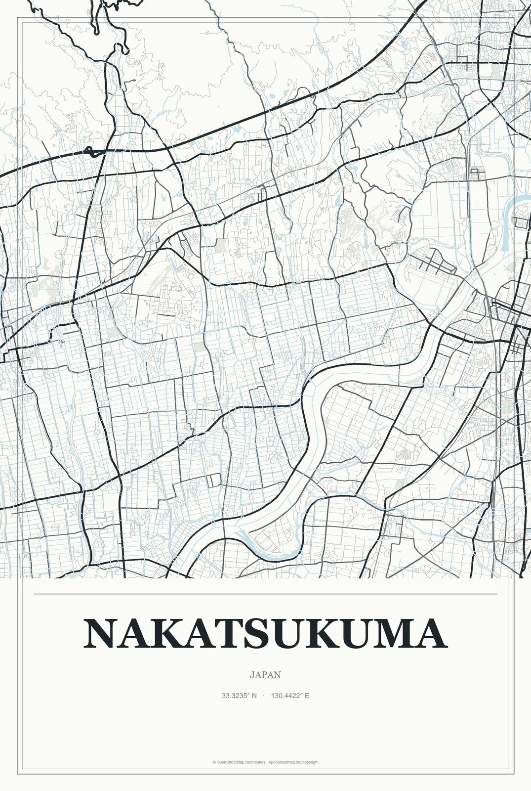 Nakatsukuma, Japan City Map Aluminum Sign in Gallery Air style