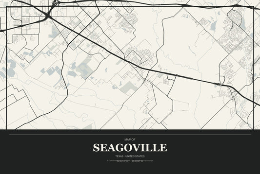 Seagoville, Texas City Map Aluminum Sign in Museum Plaque style
