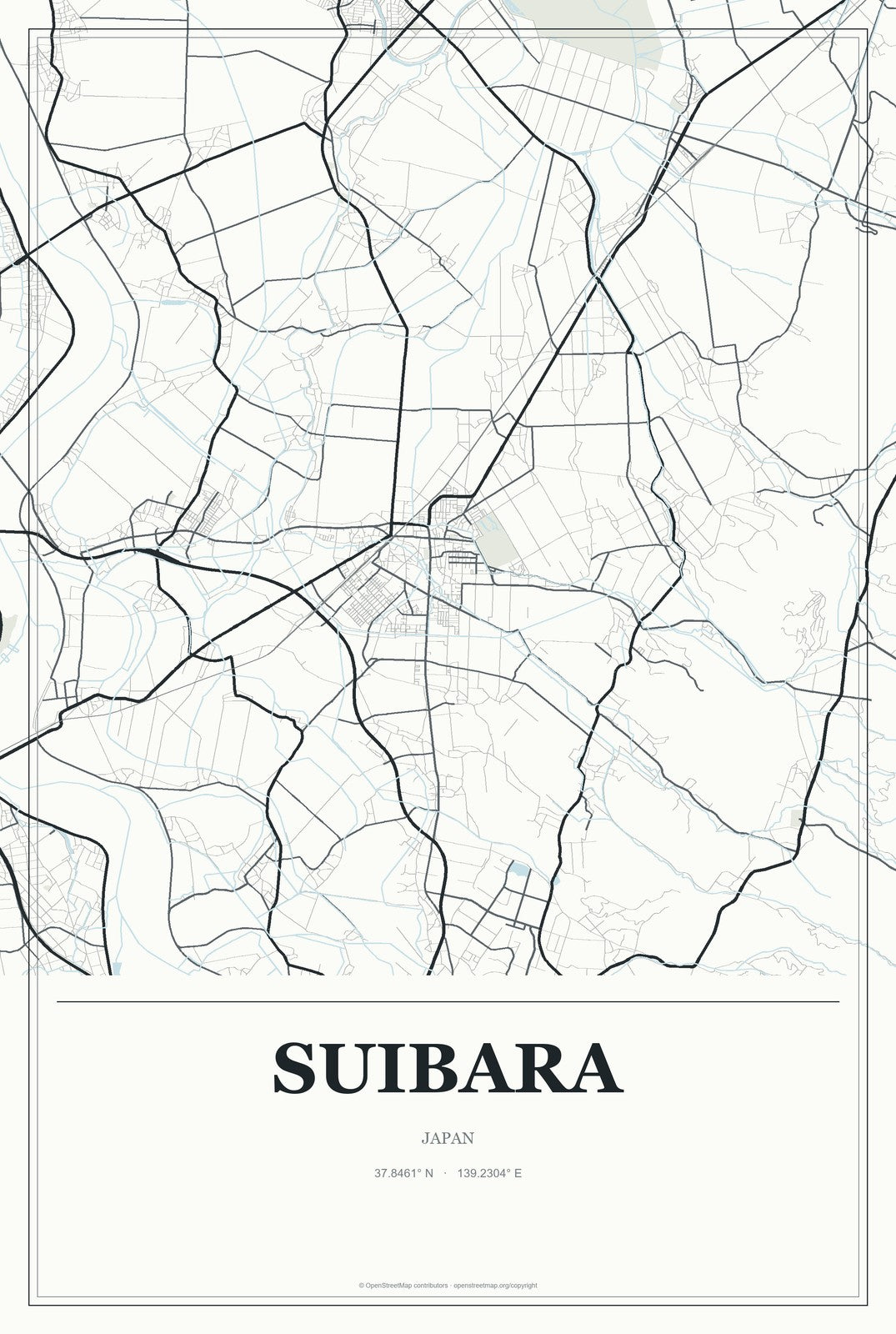 Suibara, Japan City Map Aluminum Sign in Gallery Air style