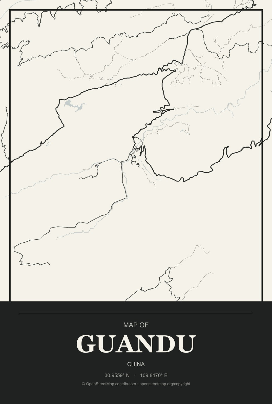Guandu, China City Map Aluminum Sign in Museum Plaque style