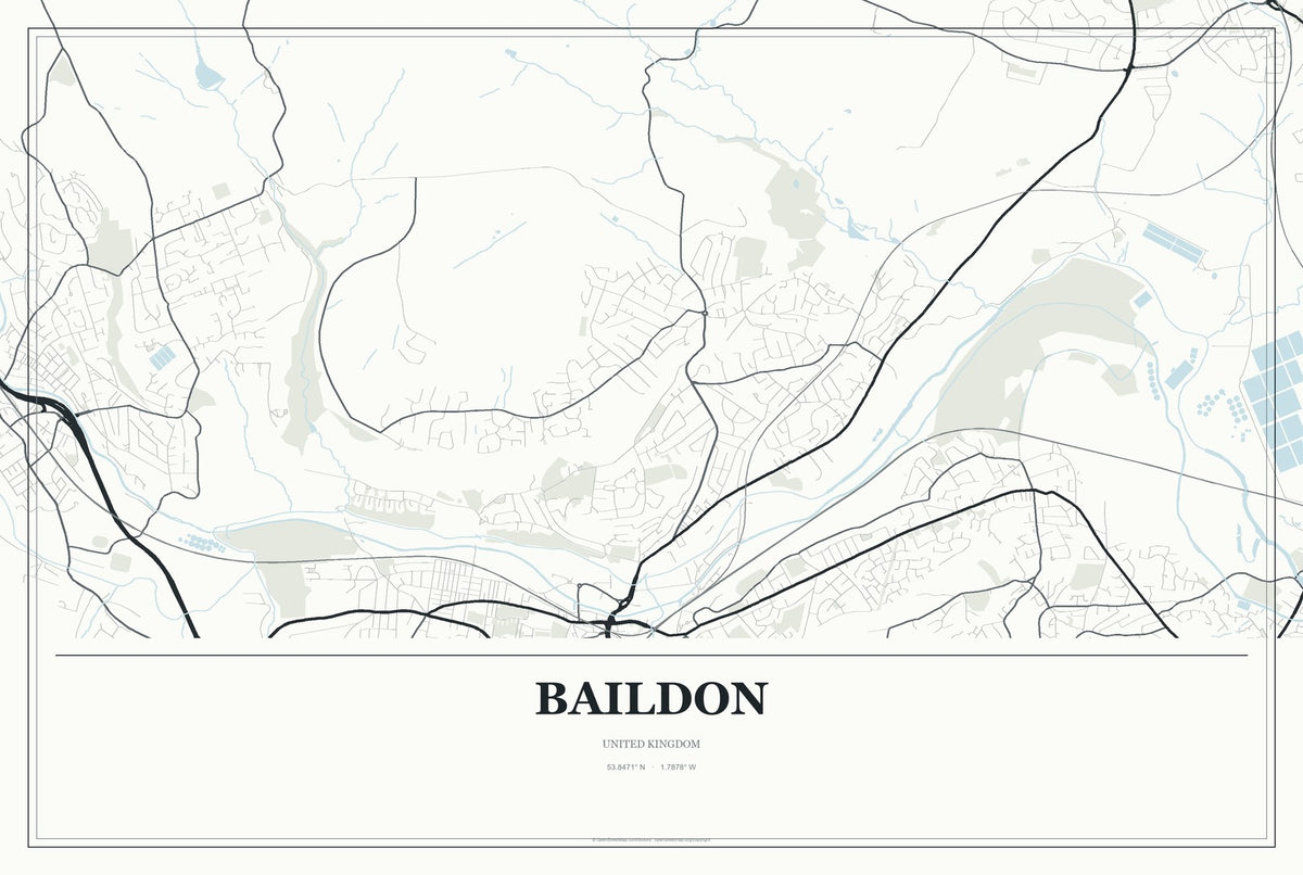 Baildon, United Kingdom City Map Aluminum Sign in Gallery Air style