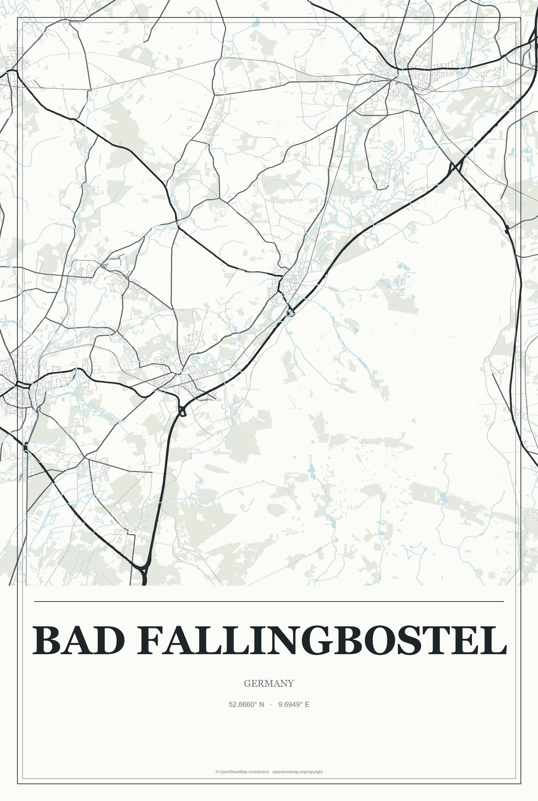 Bad Fallingbostel, Germany City Map Aluminum Sign in Gallery Air style