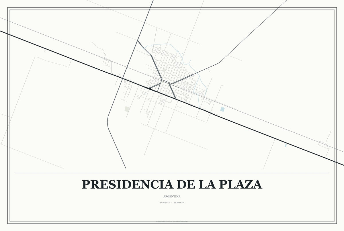 Presidencia de la Plaza, Argentina City Map Aluminum Sign in Gallery Air style