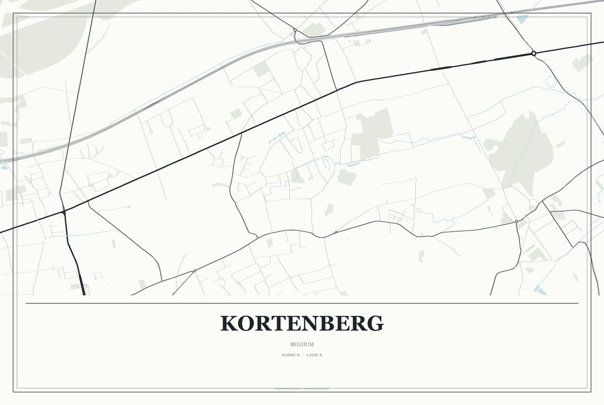 Kortenberg, Belgium City Map Aluminum Sign in Gallery Air style