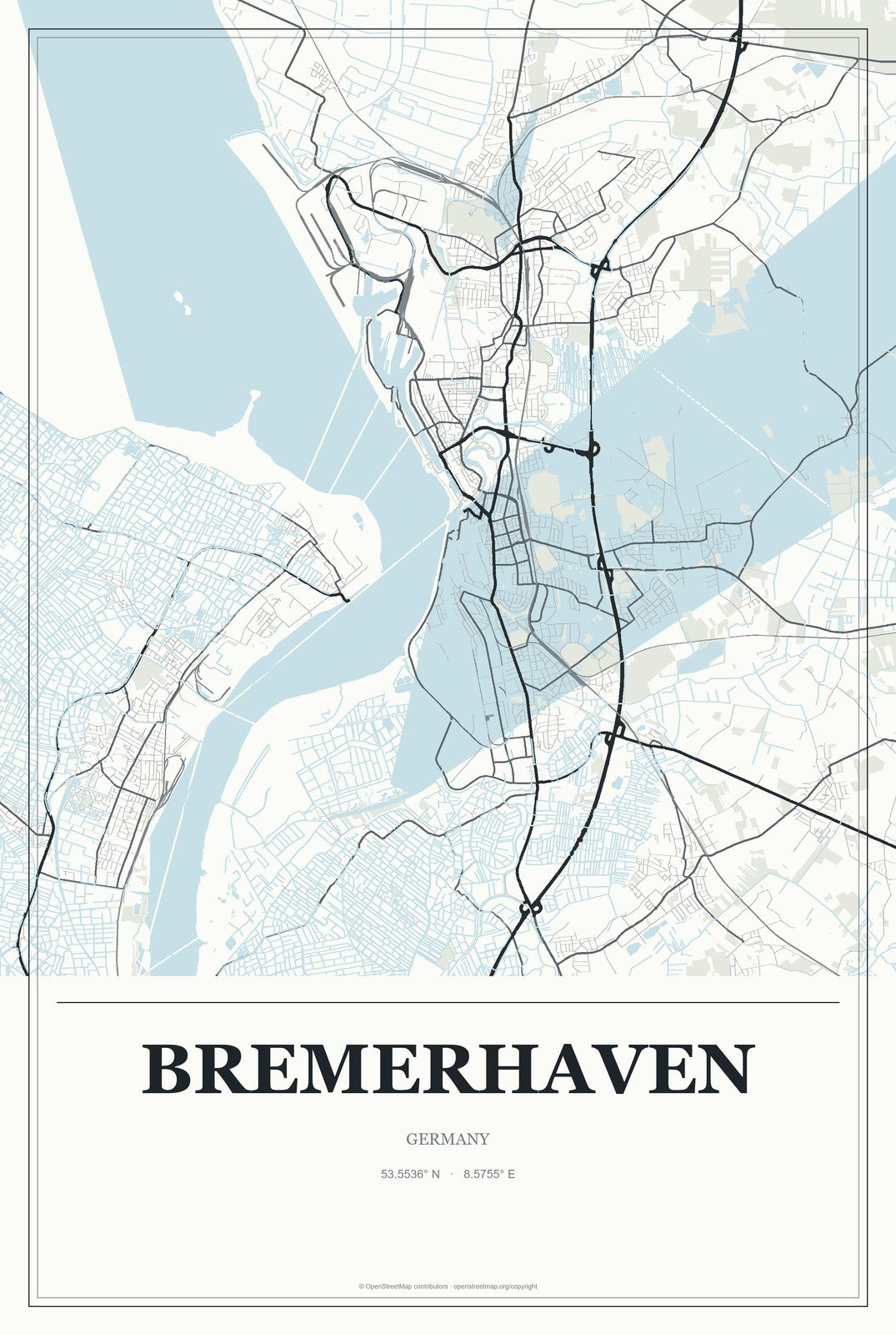 Bremerhaven, Germany City Map Aluminum Sign in Gallery Air style