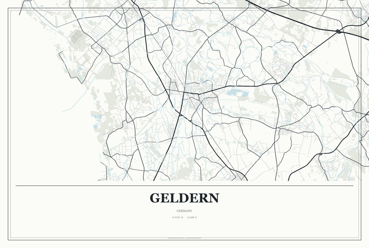 Geldern, Germany City Map Aluminum Sign in Gallery Air style