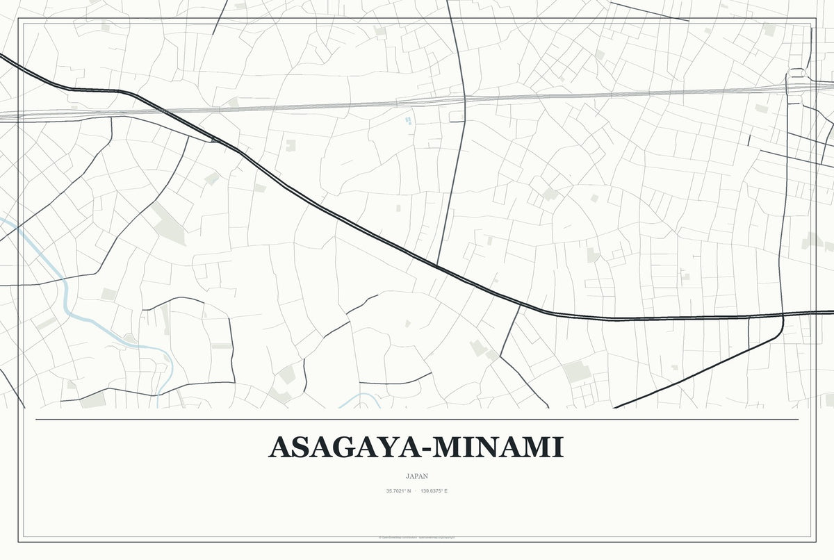 Asagaya-minami, Japan City Map Aluminum Sign in Gallery Air style