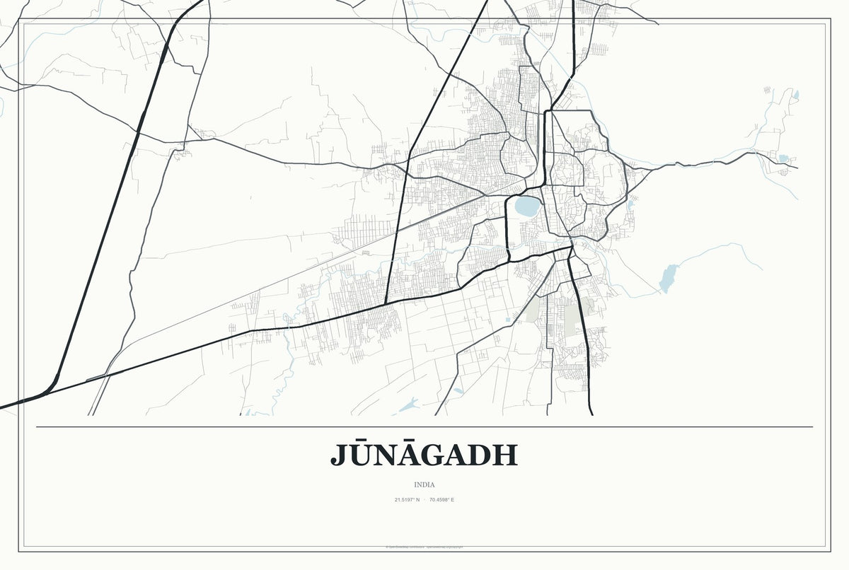 Jūnāgadh, India City Map Aluminum Sign in Gallery Air style