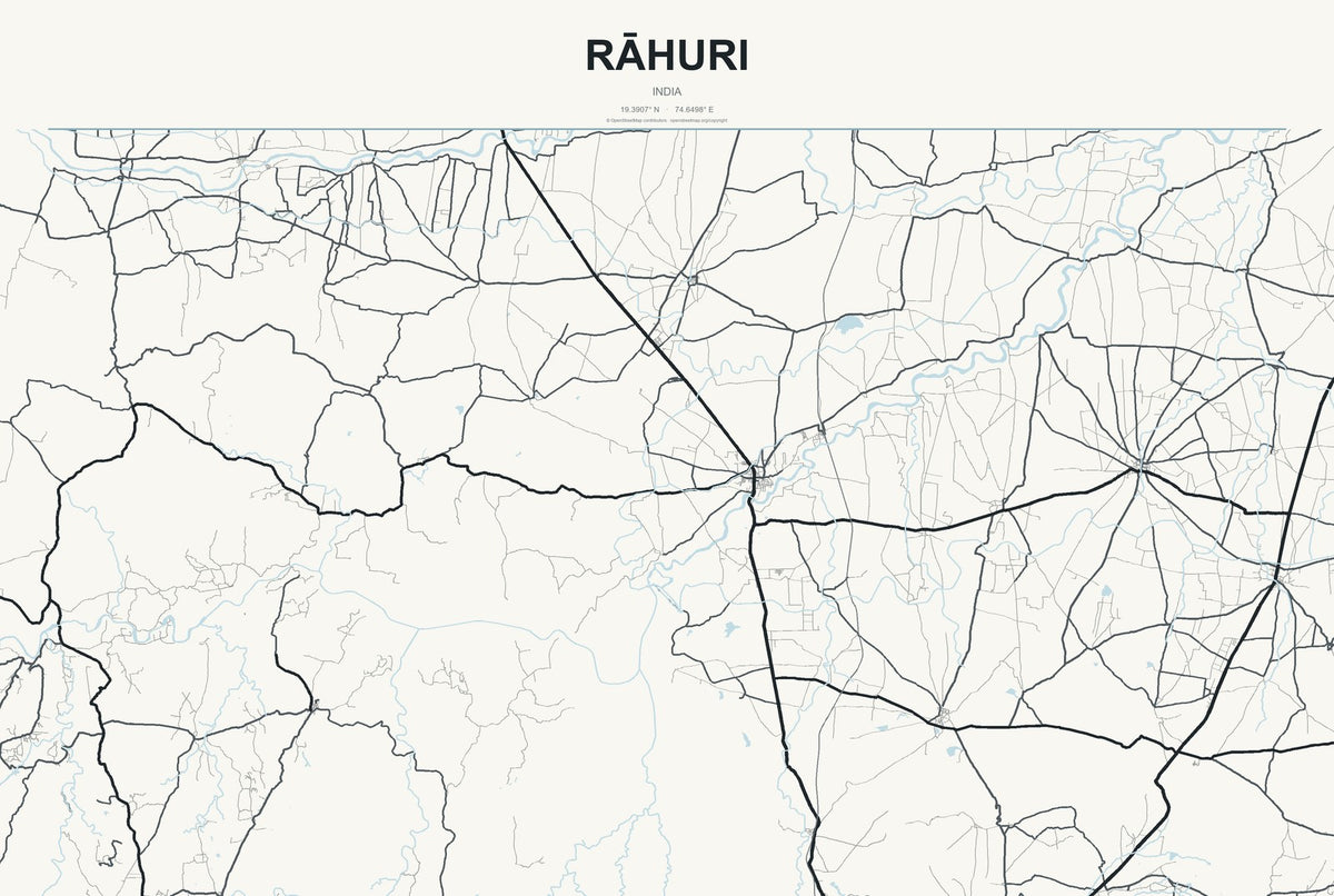 Rāhuri, India City Map Aluminum Sign in Headline Atlas style