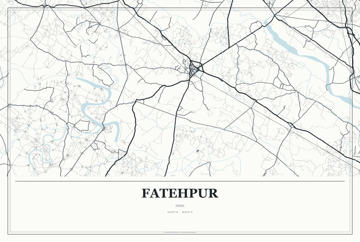 Fatehpur, Uttar Pradesh, India City Map Aluminum Sign in Gallery Air style