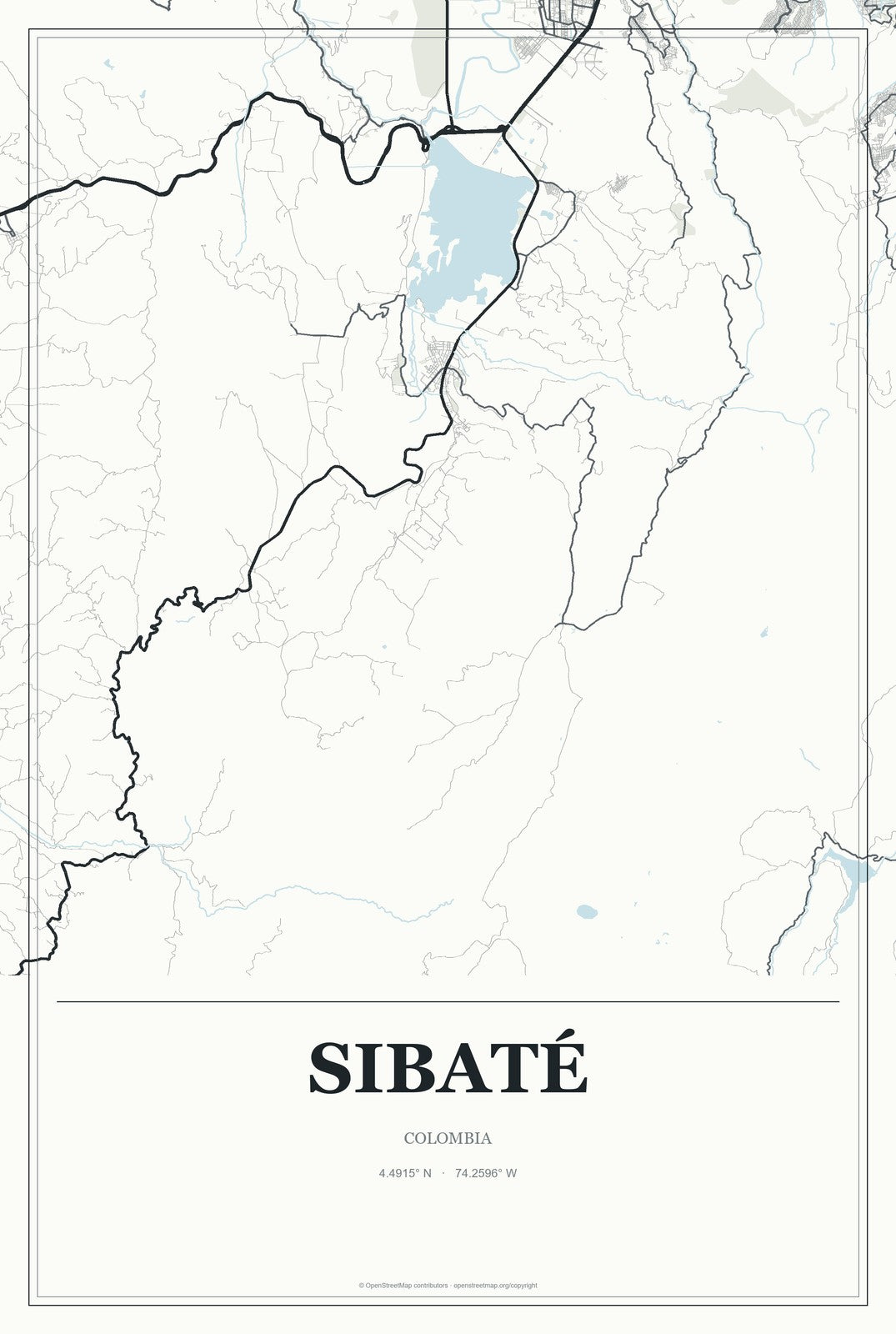 Sibaté, Colombia City Map Aluminum Sign in Gallery Air style