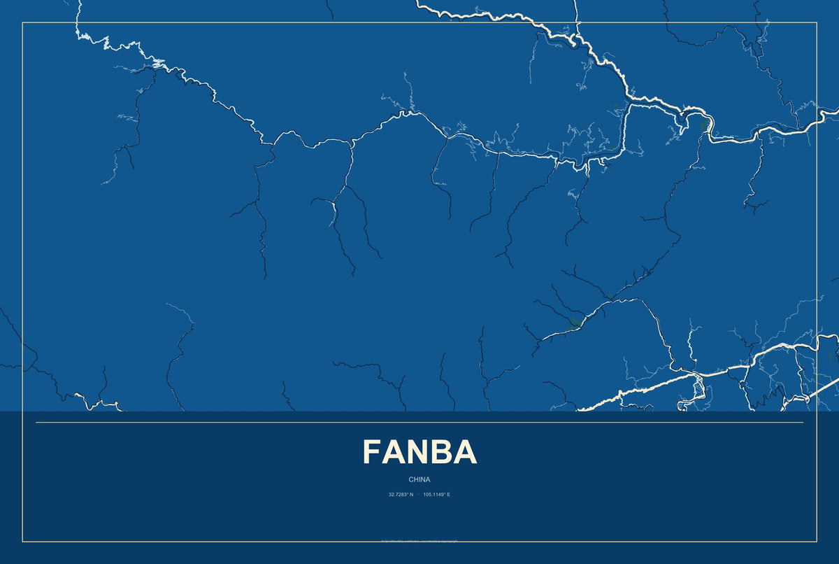 Fanba, China City Map Aluminum Sign in Harbor Cobalt style