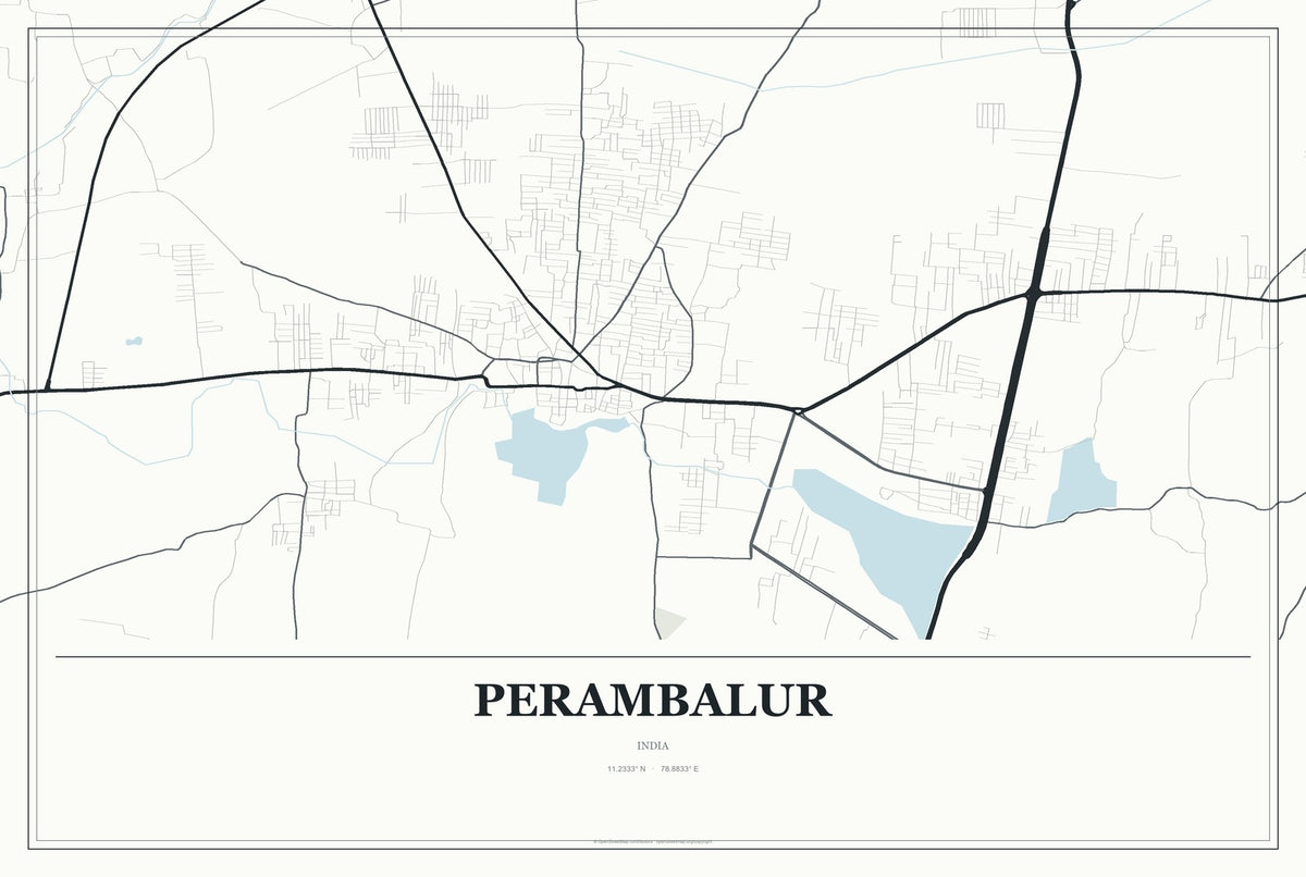 Perambalur, India City Map Aluminum Sign in Gallery Air style
