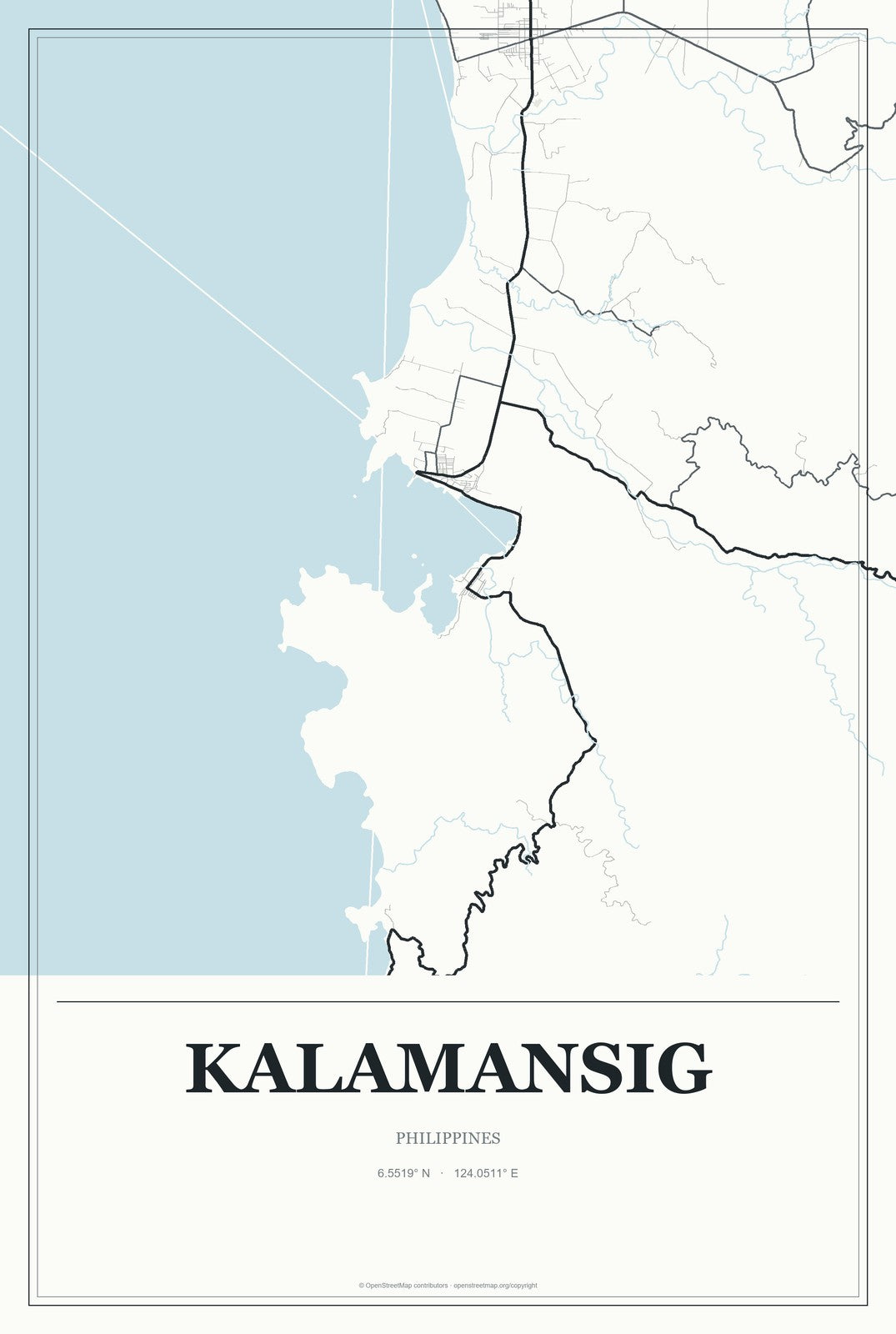 Kalamansig, Philippines City Map Aluminum Sign in Gallery Air style