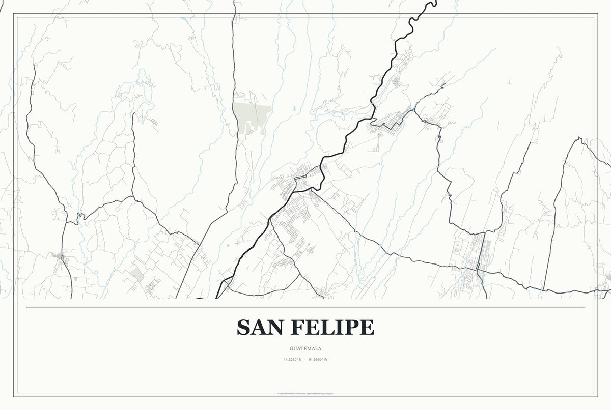 San Felipe, Guatemala City Map Aluminum Sign in Gallery Air style