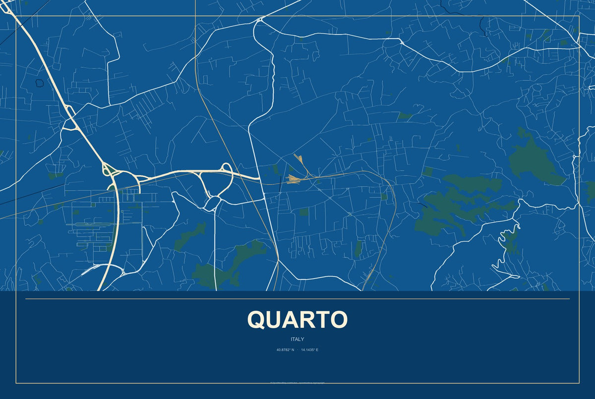 Quarto, Italy City Map Aluminum Sign in Harbor Cobalt style