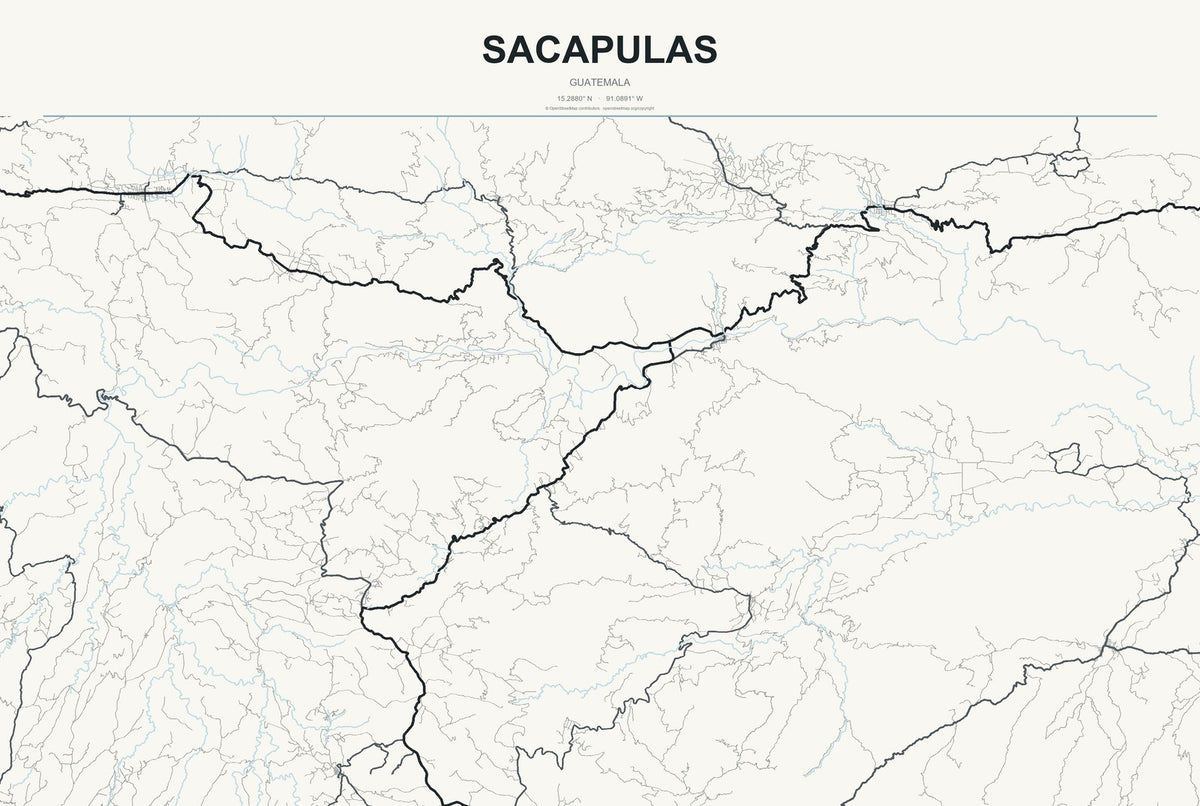 Sacapulas, Guatemala City Map Aluminum Sign in Headline Atlas style