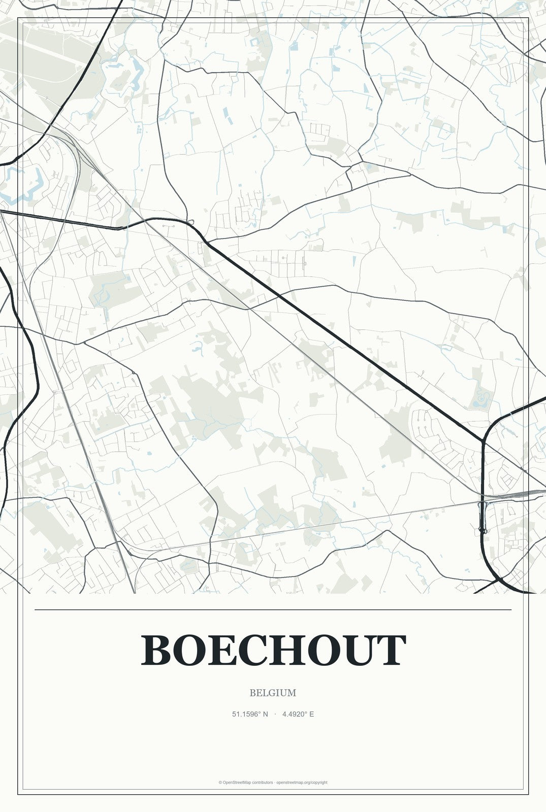 Boechout, Belgium City Map Aluminum Sign in Gallery Air style