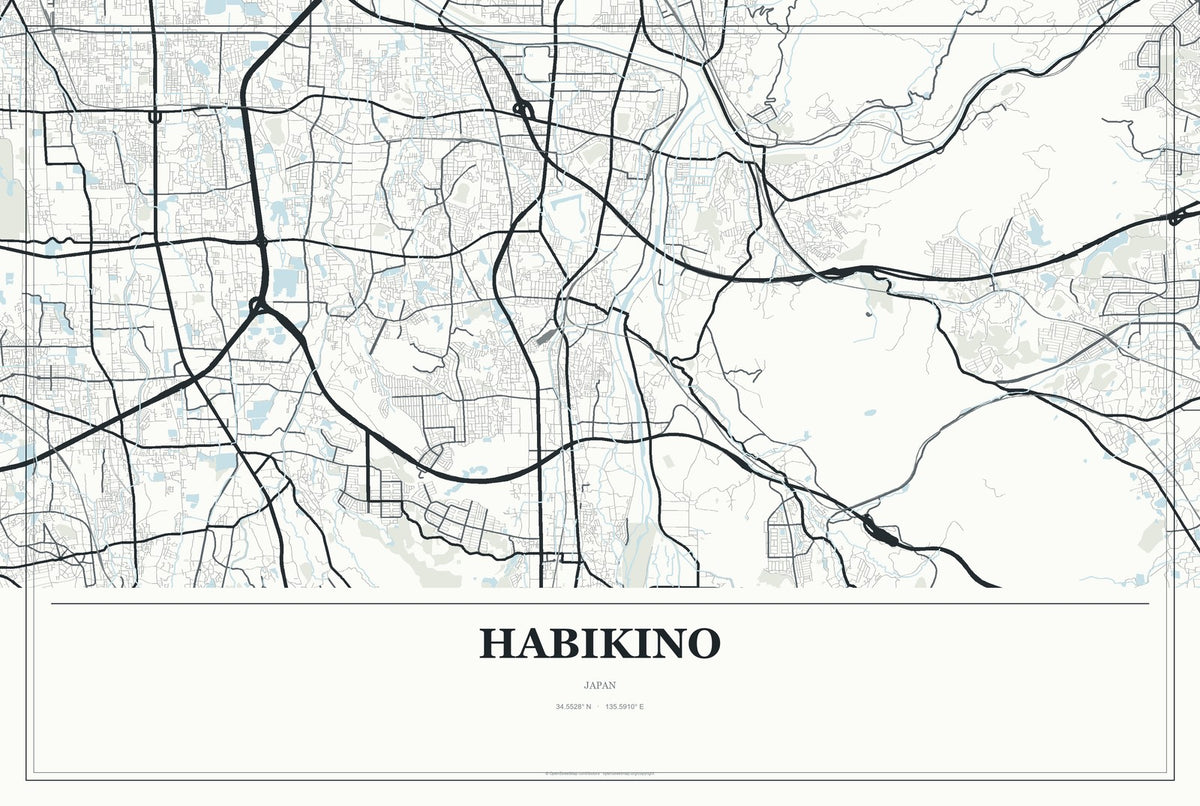 Habikino, Japan City Map Aluminum Sign in Gallery Air style