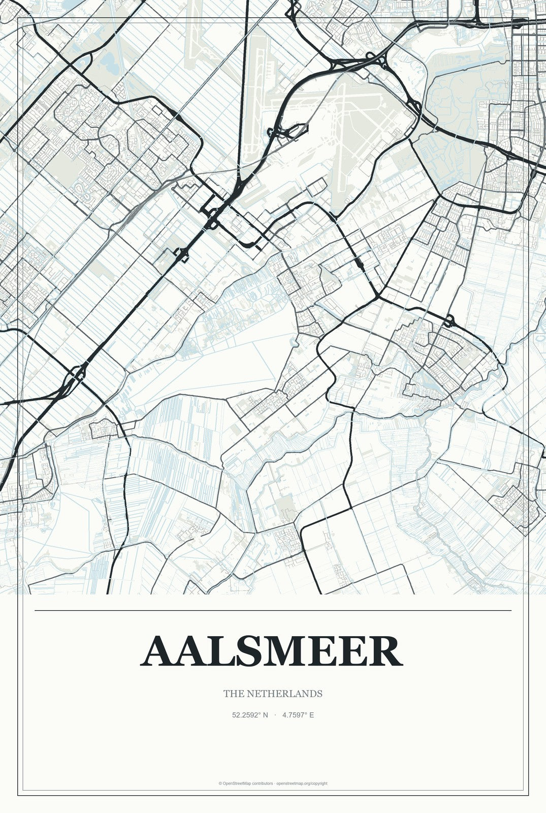 Aalsmeer, The Netherlands City Map Aluminum Sign in Gallery Air style