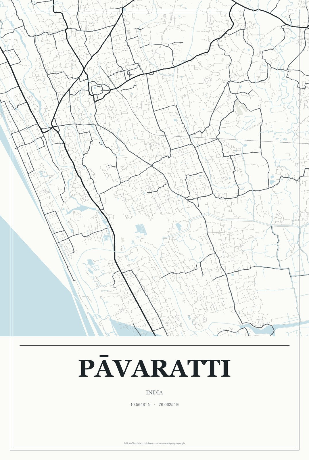 Pāvaratti, India City Map Aluminum Sign in Gallery Air style
