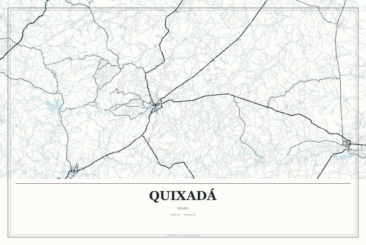 Quixadá, Brazil City Map Aluminum Sign in Gallery Air style