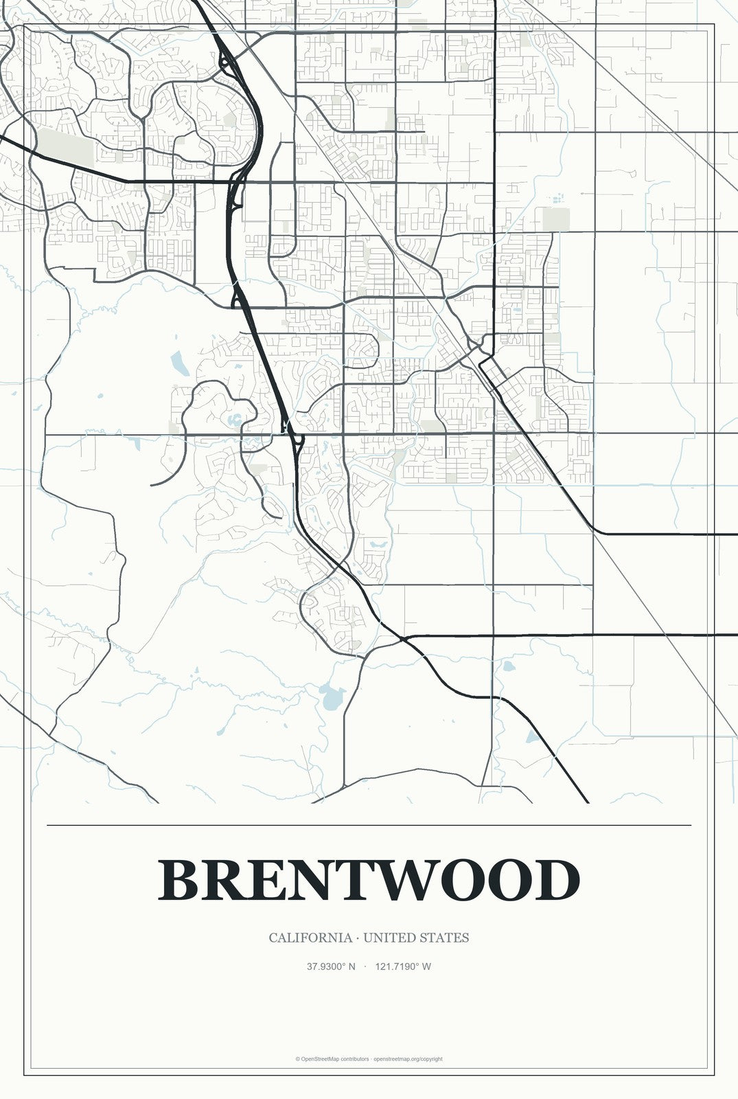 Brentwood, California City Map Aluminum Sign in Gallery Air style