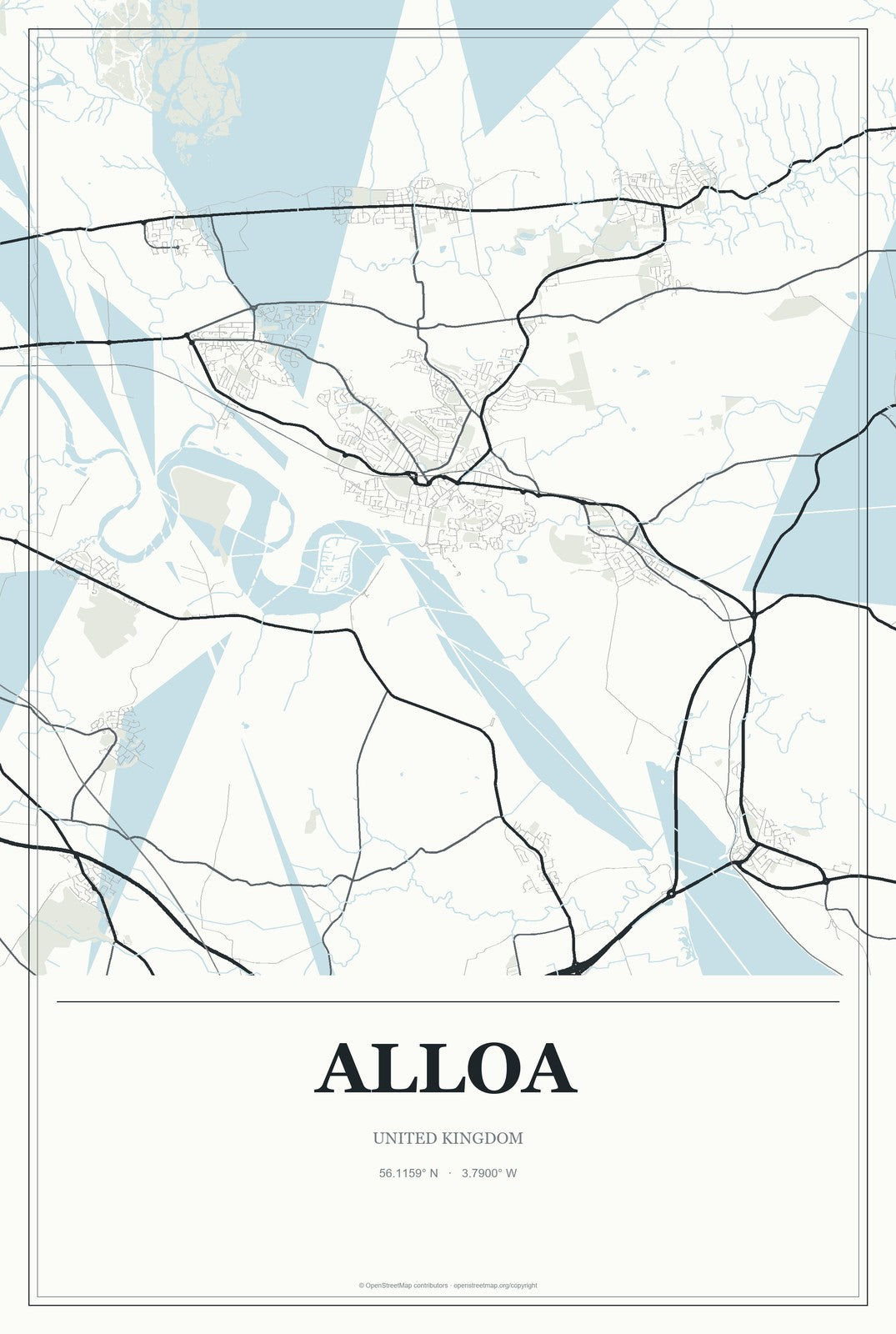 Alloa, United Kingdom City Map Aluminum Sign in Gallery Air style