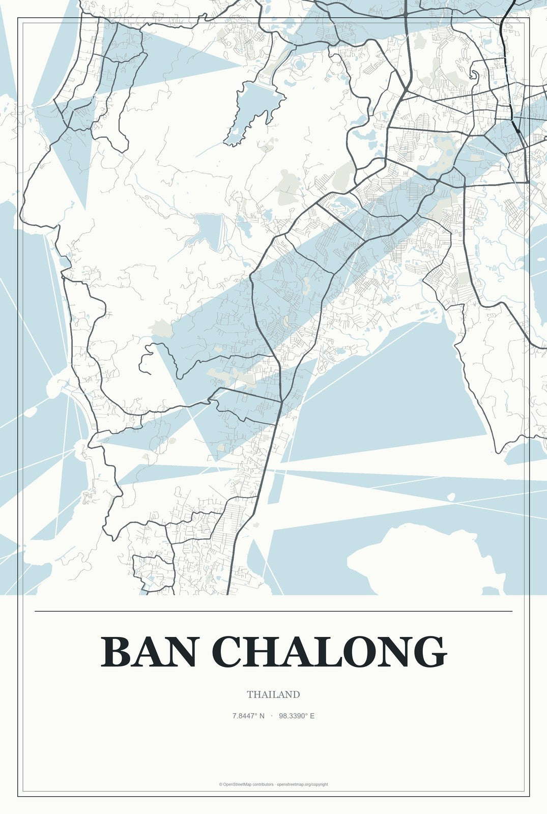 Ban Chalong, Thailand City Map Aluminum Sign in Gallery Air style