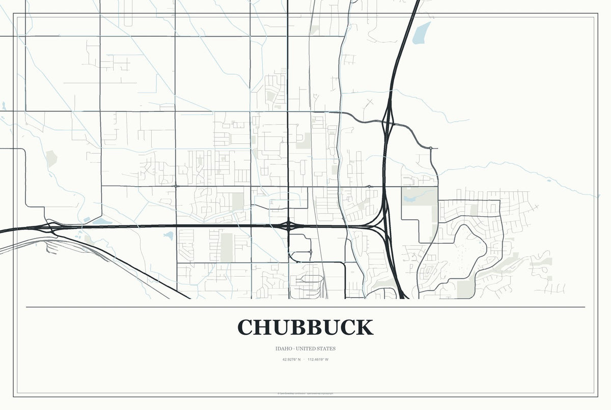 Chubbuck, Idaho City Map Aluminum Sign in Gallery Air style