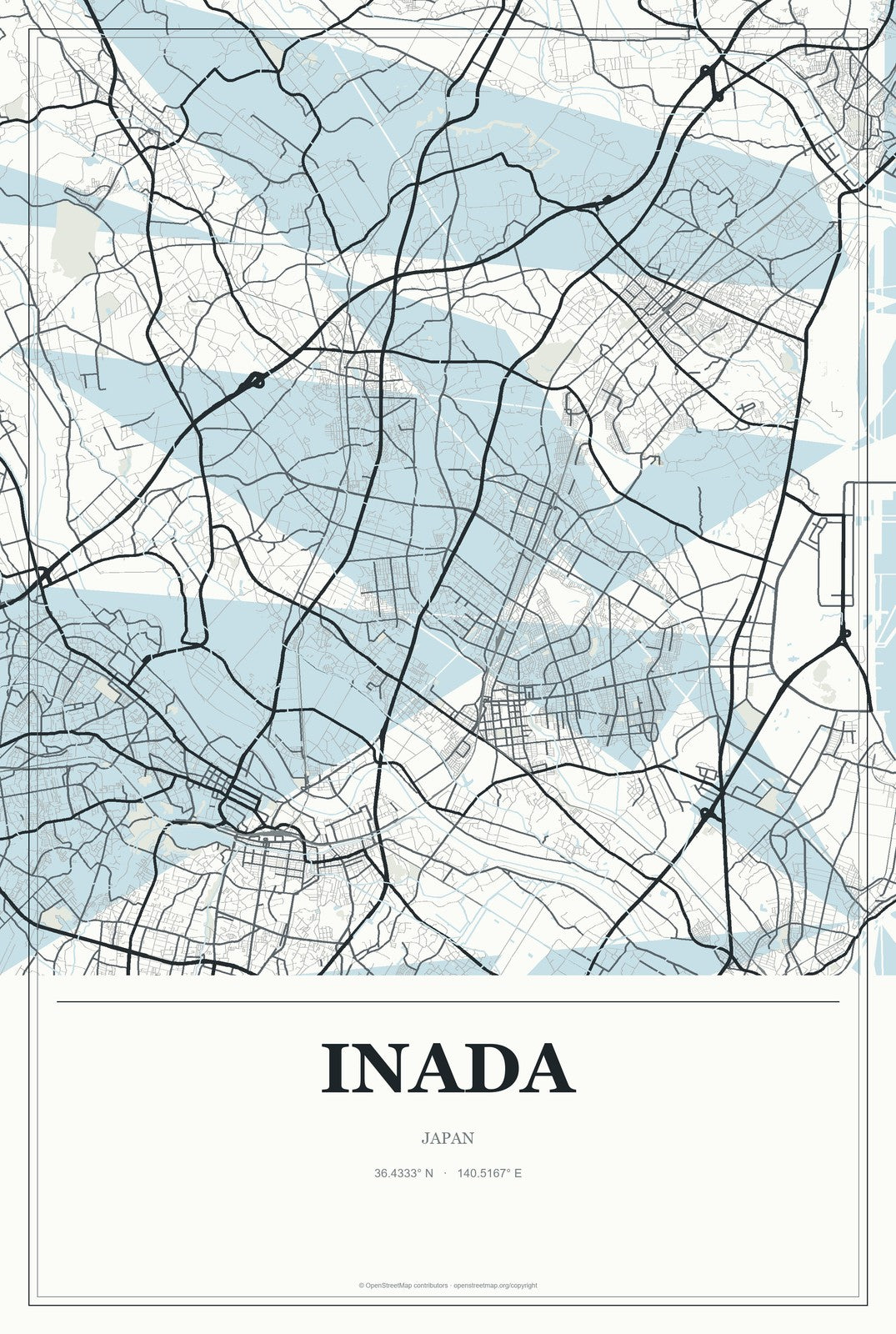 Inada, Japan City Map Aluminum Sign in Gallery Air style