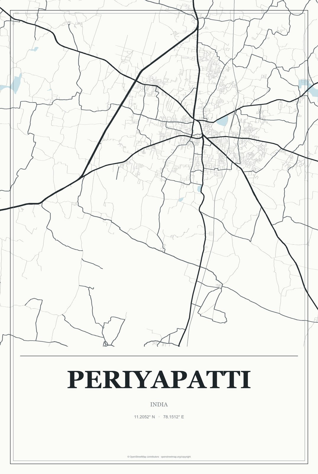Periyapatti, India City Map Aluminum Sign in Gallery Air style