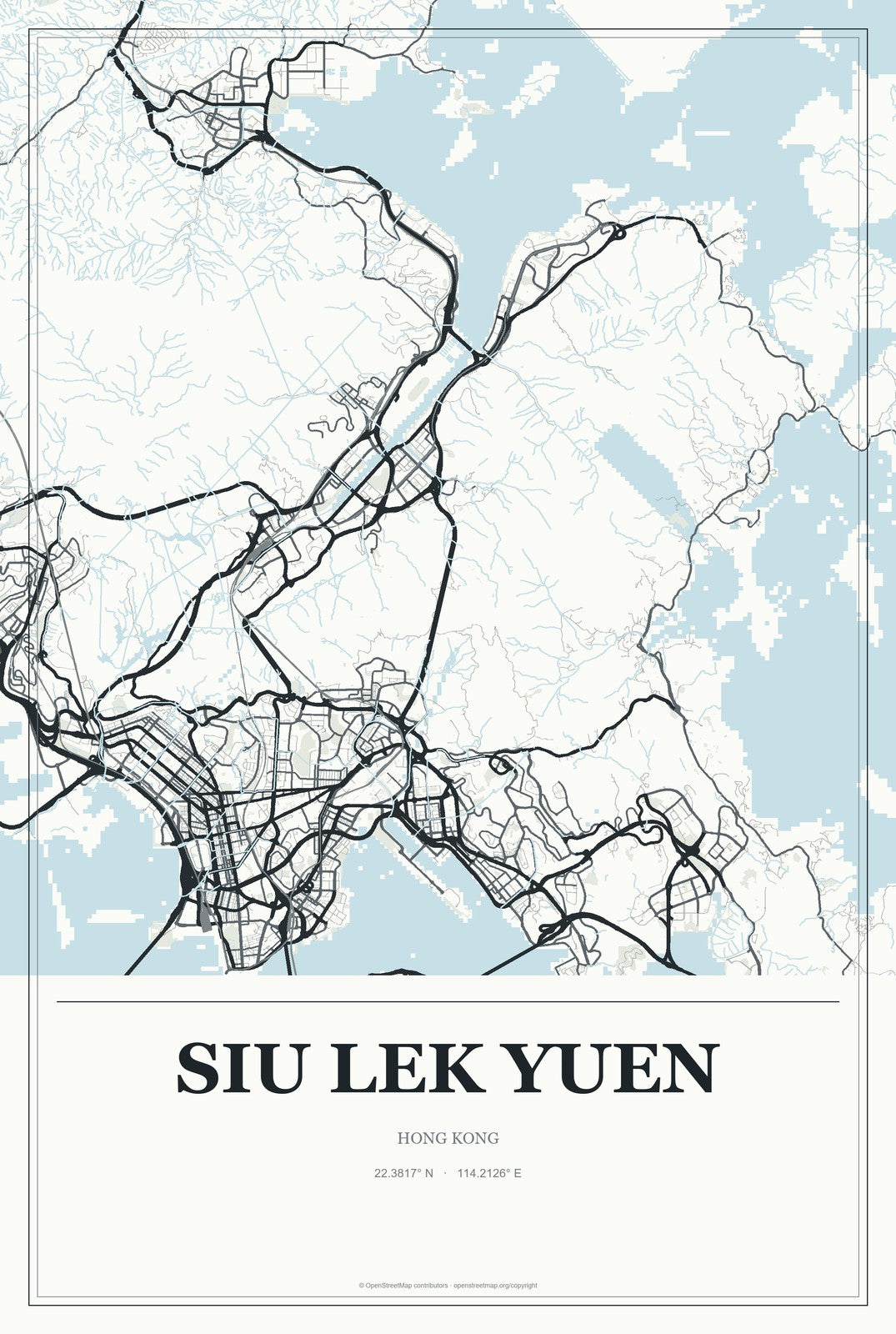 Siu Lek Yuen, Hong Kong City Map Aluminum Sign in Gallery Air style
