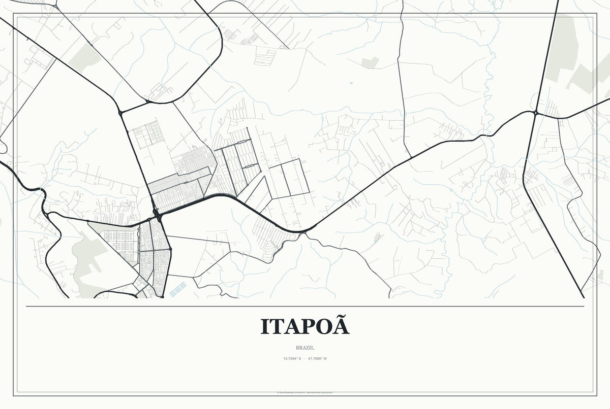 Itapoã, Brazil City Map Aluminum Sign in Gallery Air style