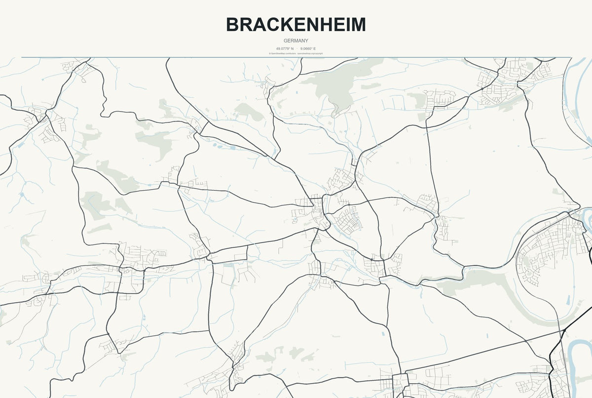 Brackenheim, Germany City Map Aluminum Sign in Headline Atlas style