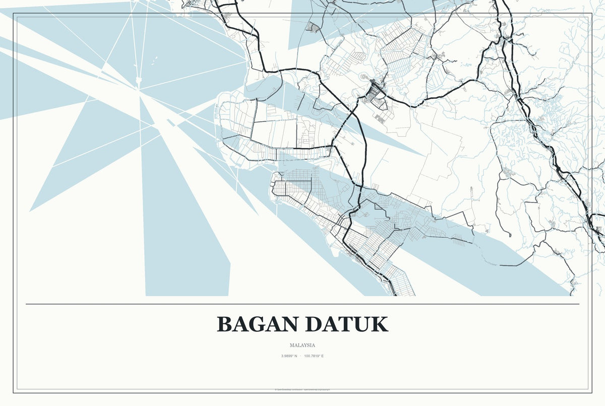 Bagan Datuk, Malaysia City Map Aluminum Sign in Gallery Air style