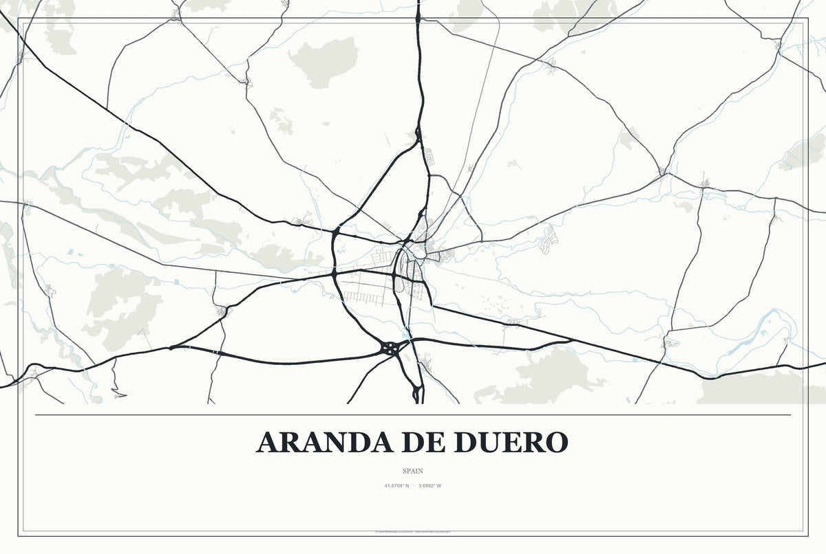 Aranda de Duero, Spain City Map Aluminum Sign in Gallery Air style