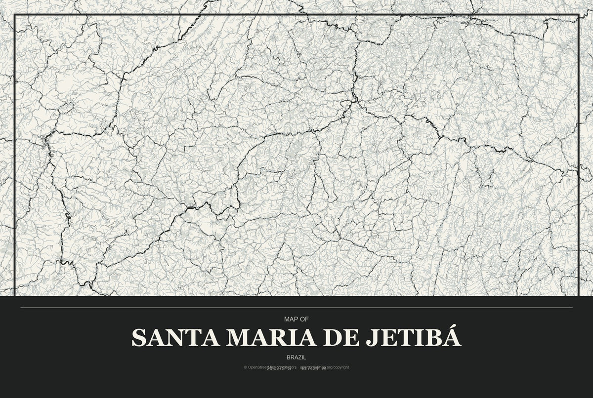 Santa Maria de Jetibá, Brazil City Map Aluminum Sign in Museum Plaque style