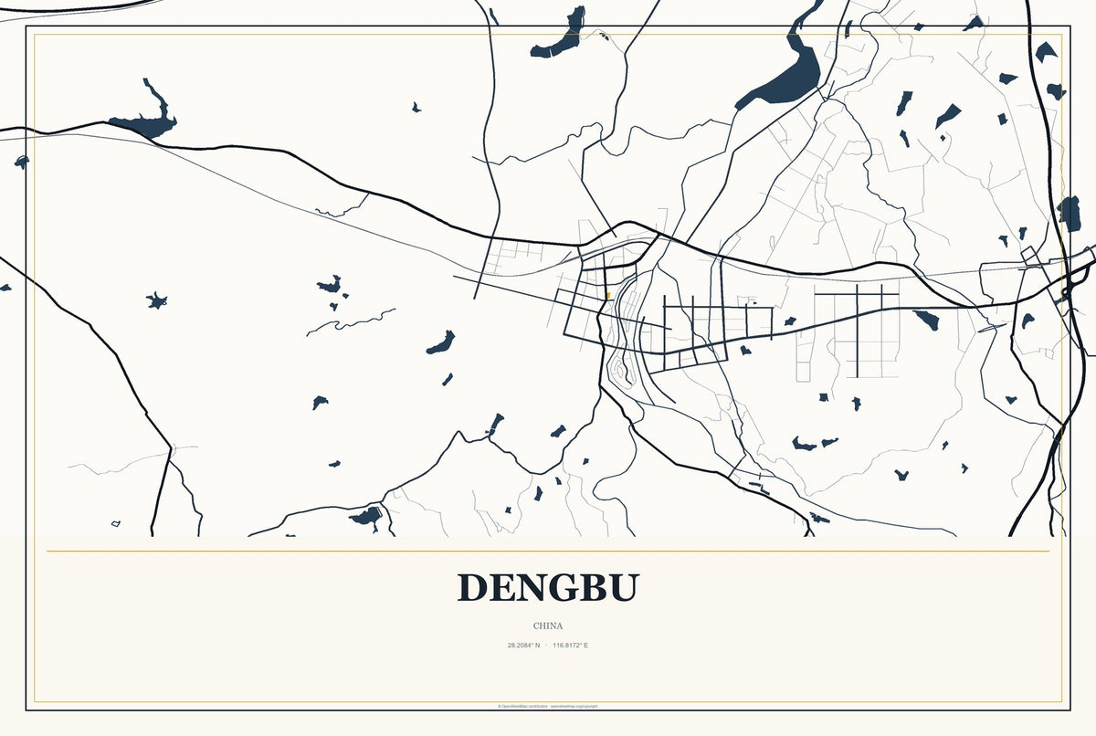 Dengbu, China City Map Aluminum Sign in Citrine Modern style