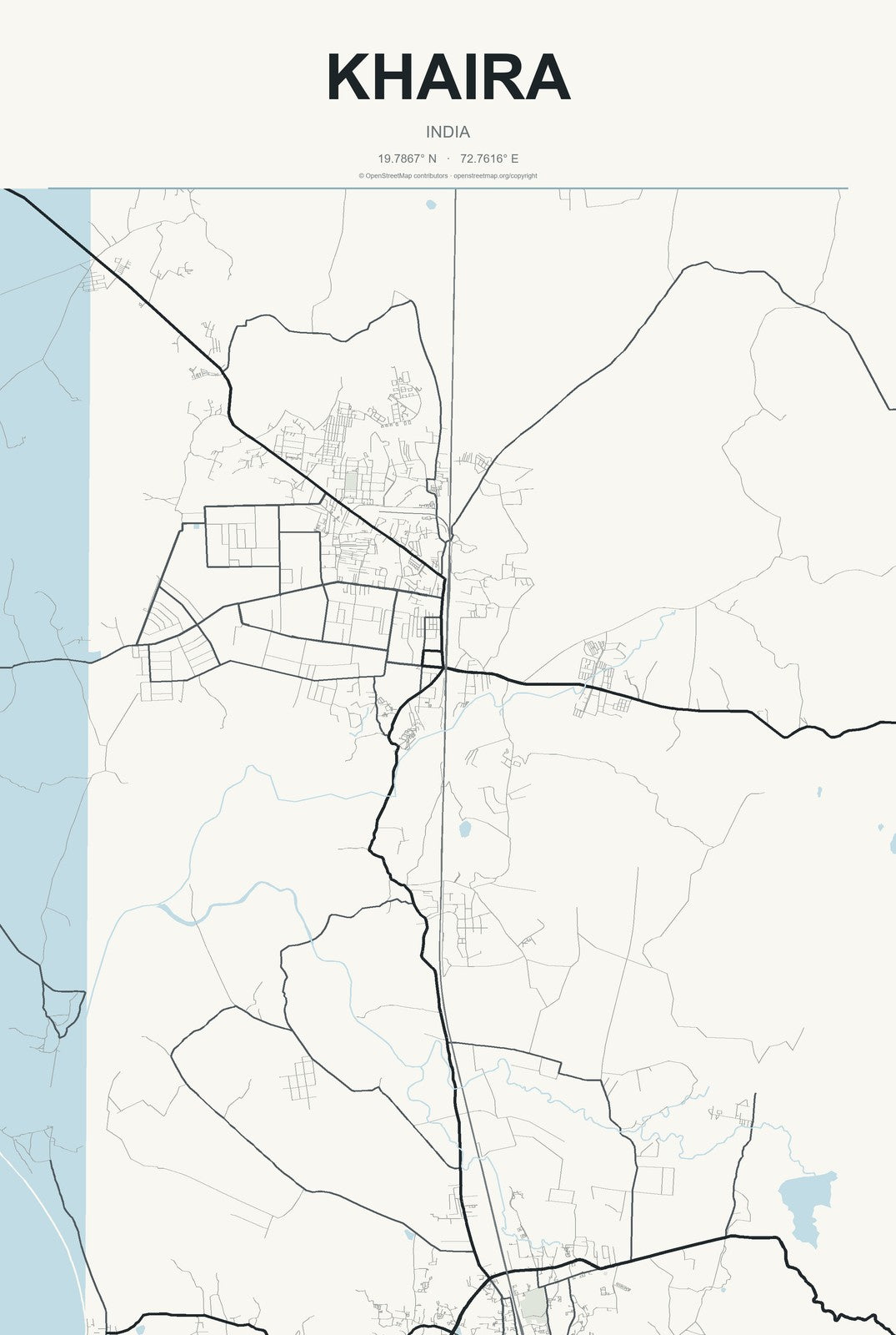 Khaira, India City Map Aluminum Sign in Headline Atlas style