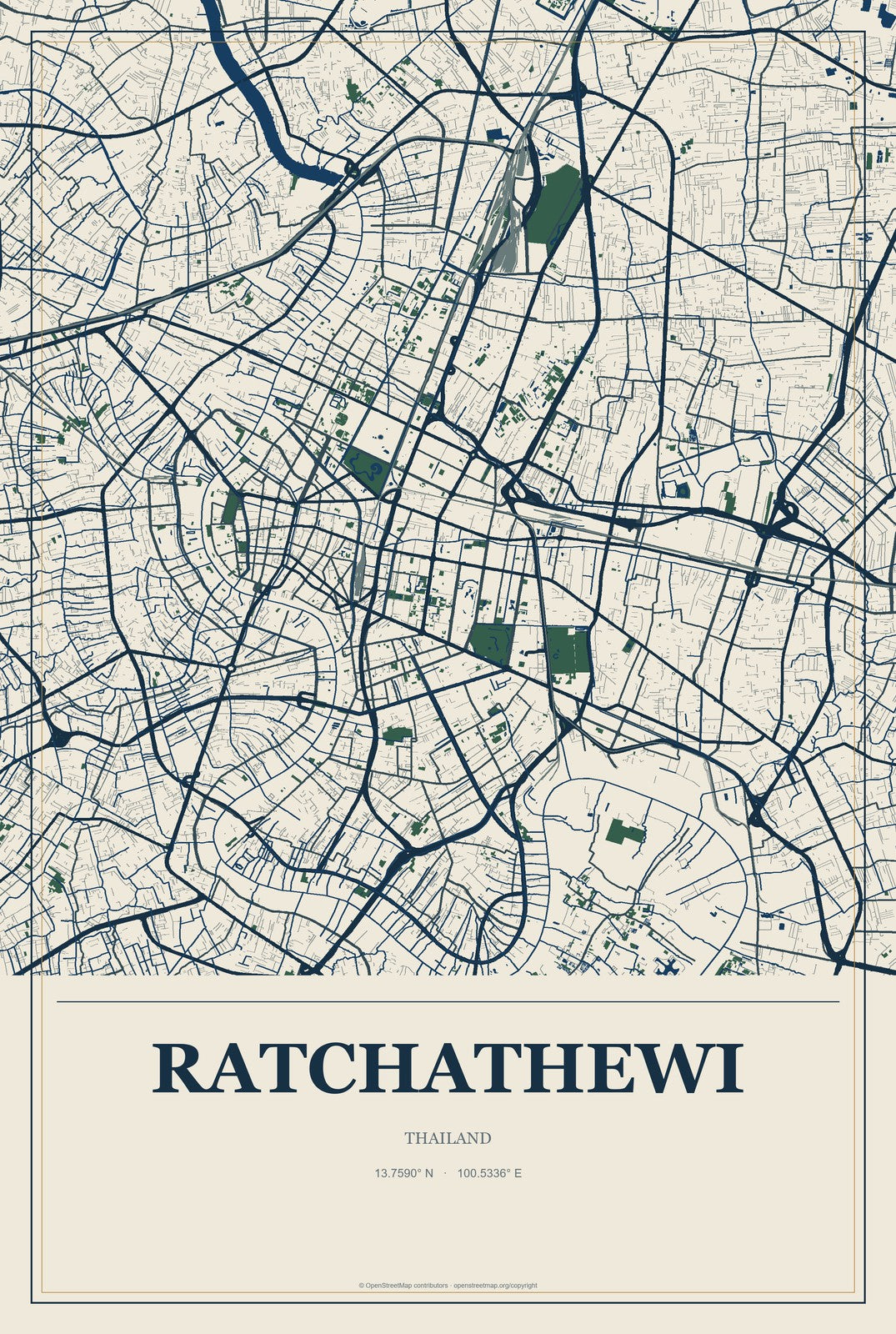 Ratchathewi, Thailand City Map Aluminum Sign in Coastal Cutout style