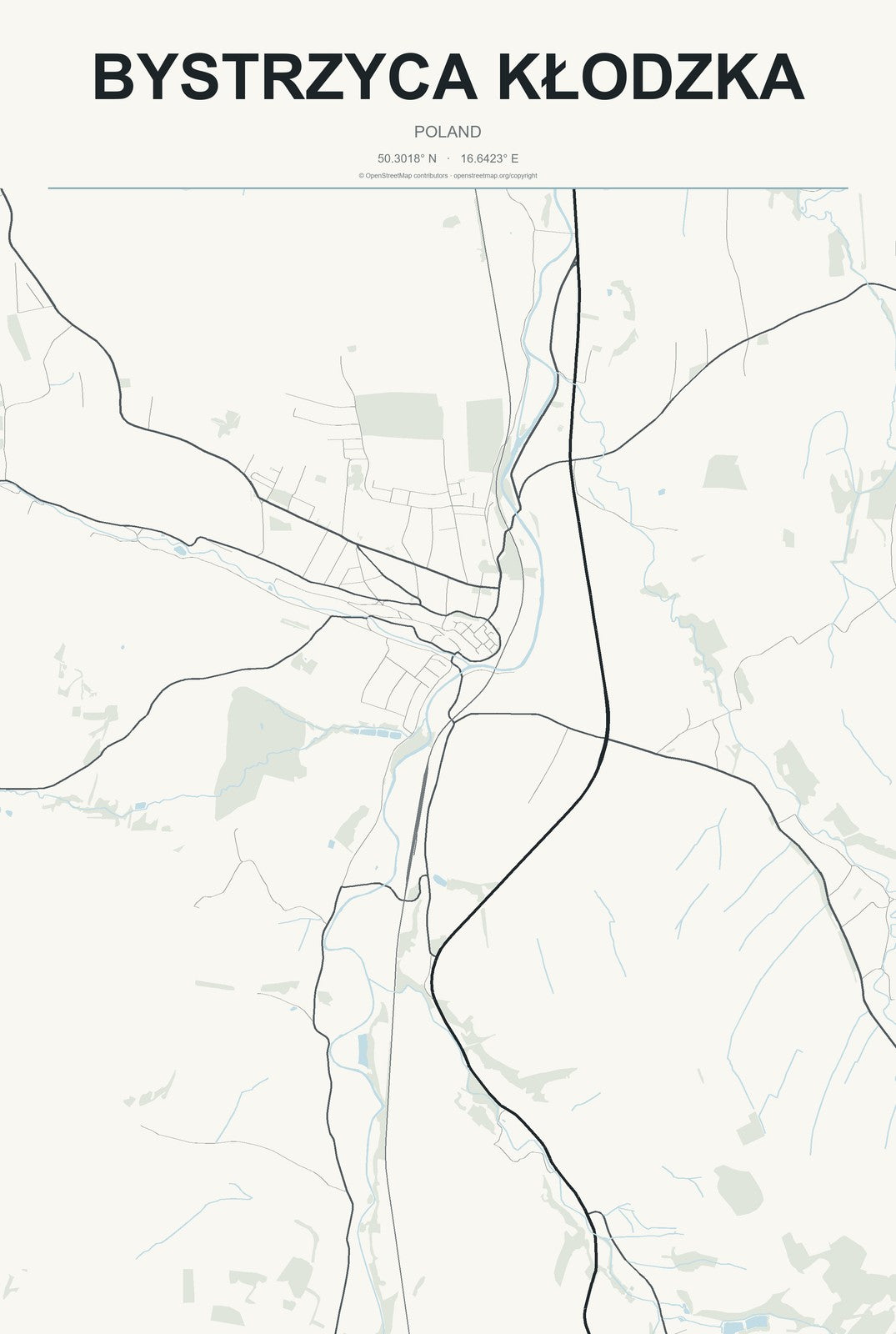 Bystrzyca Kłodzka, Poland City Map Aluminum Sign in Headline Atlas style