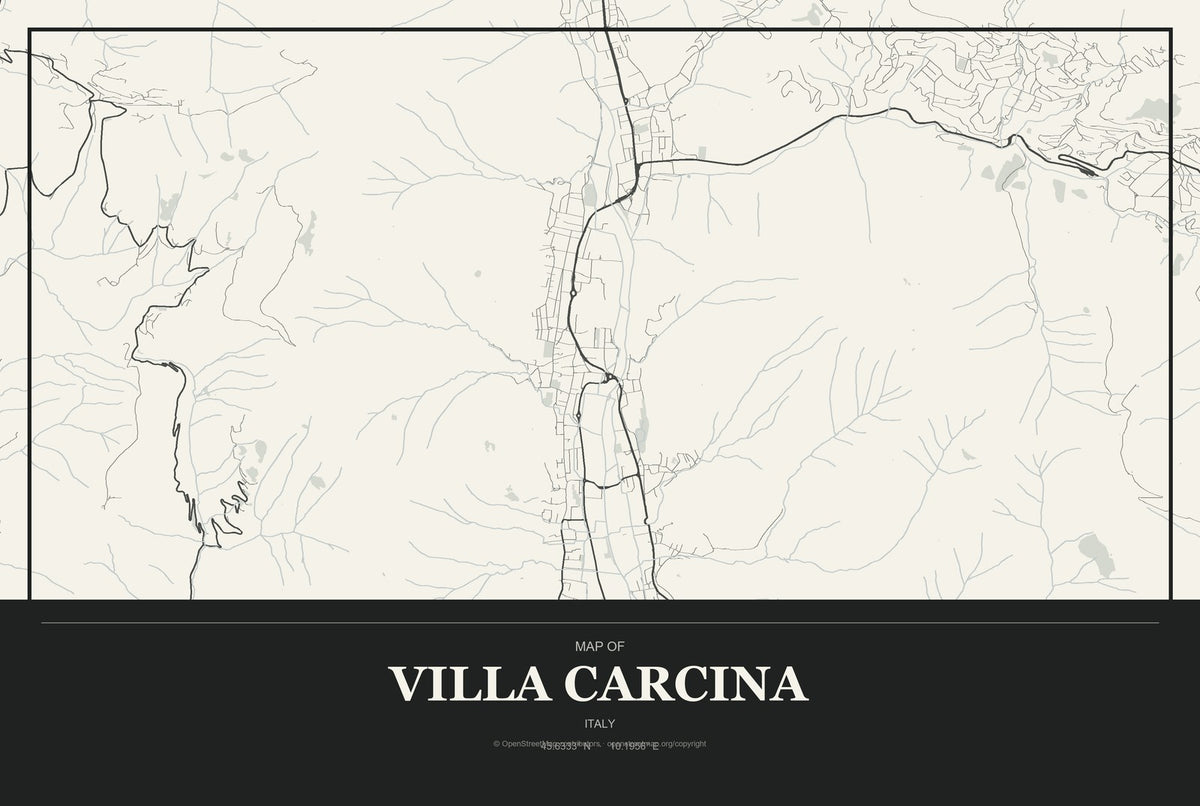 Villa Carcina, Italy City Map Aluminum Sign in Museum Plaque style