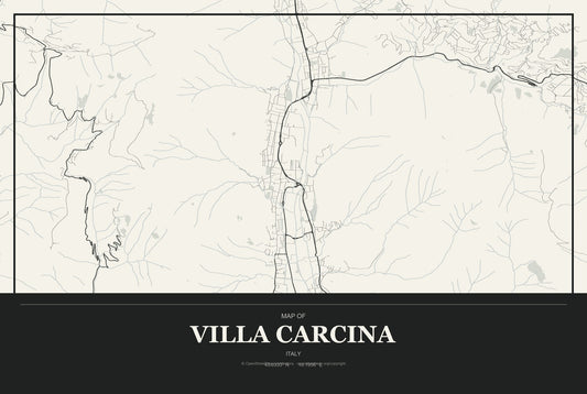 Villa Carcina, Italy City Map Aluminum Sign in Museum Plaque style